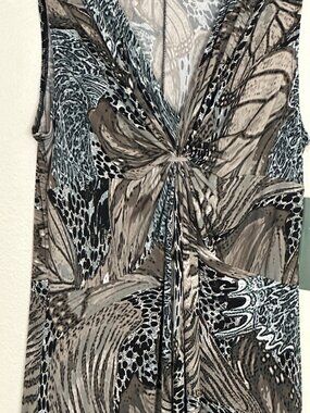 NY Collection Size Med Polyester Sleeves Empire Front Pull Over Women's Dress